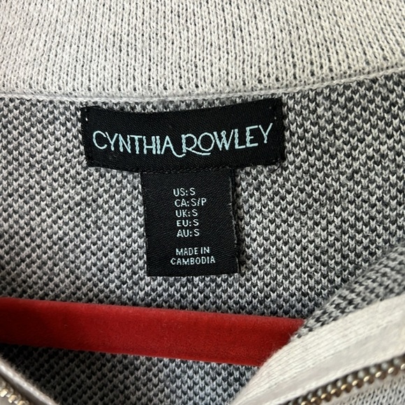 Cynthia Rowley Women Size Small Sweater Full Zip Grey Black - Picture 5 of 6